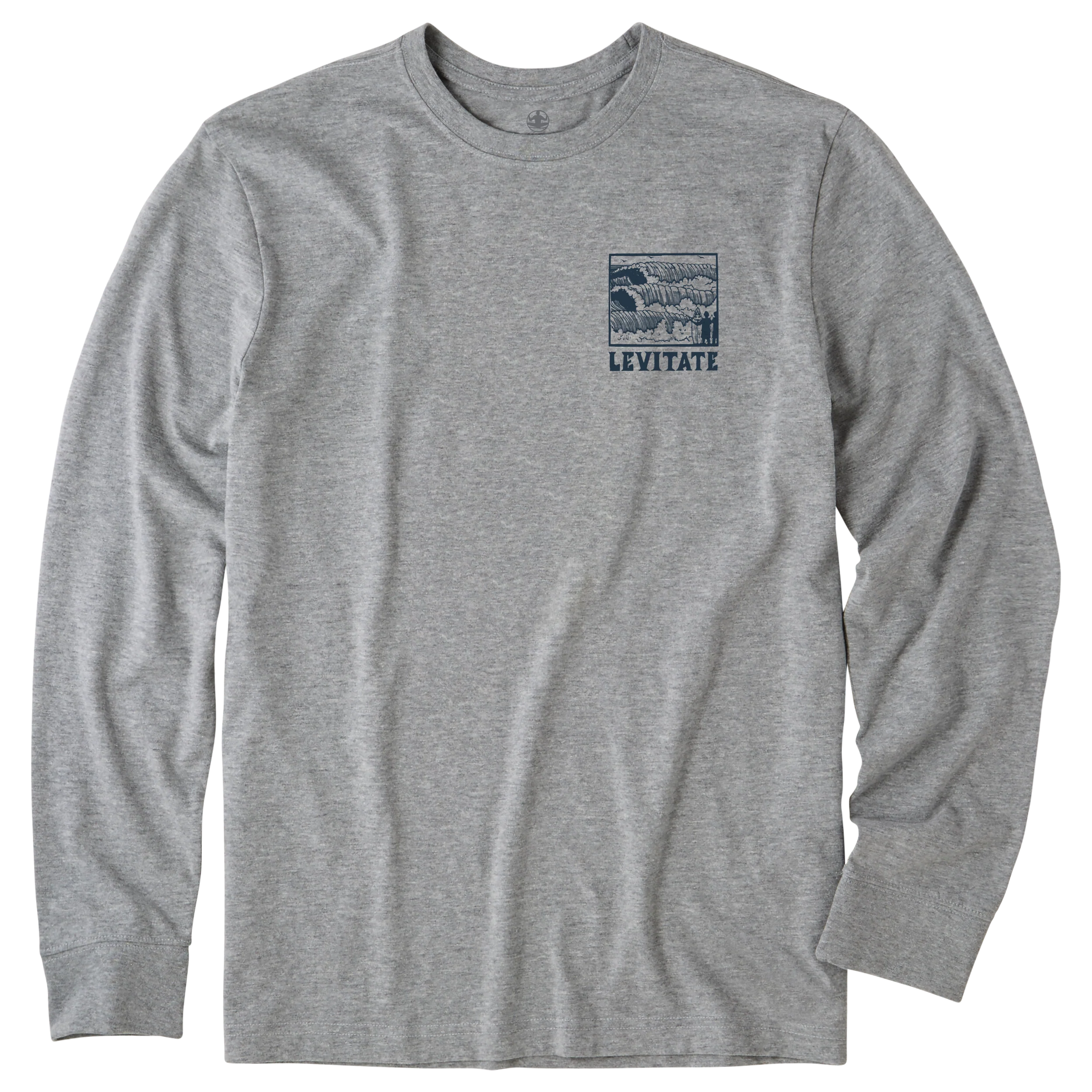 Men's Block Print Waves Long Sleeve Premium Tee - Image 4